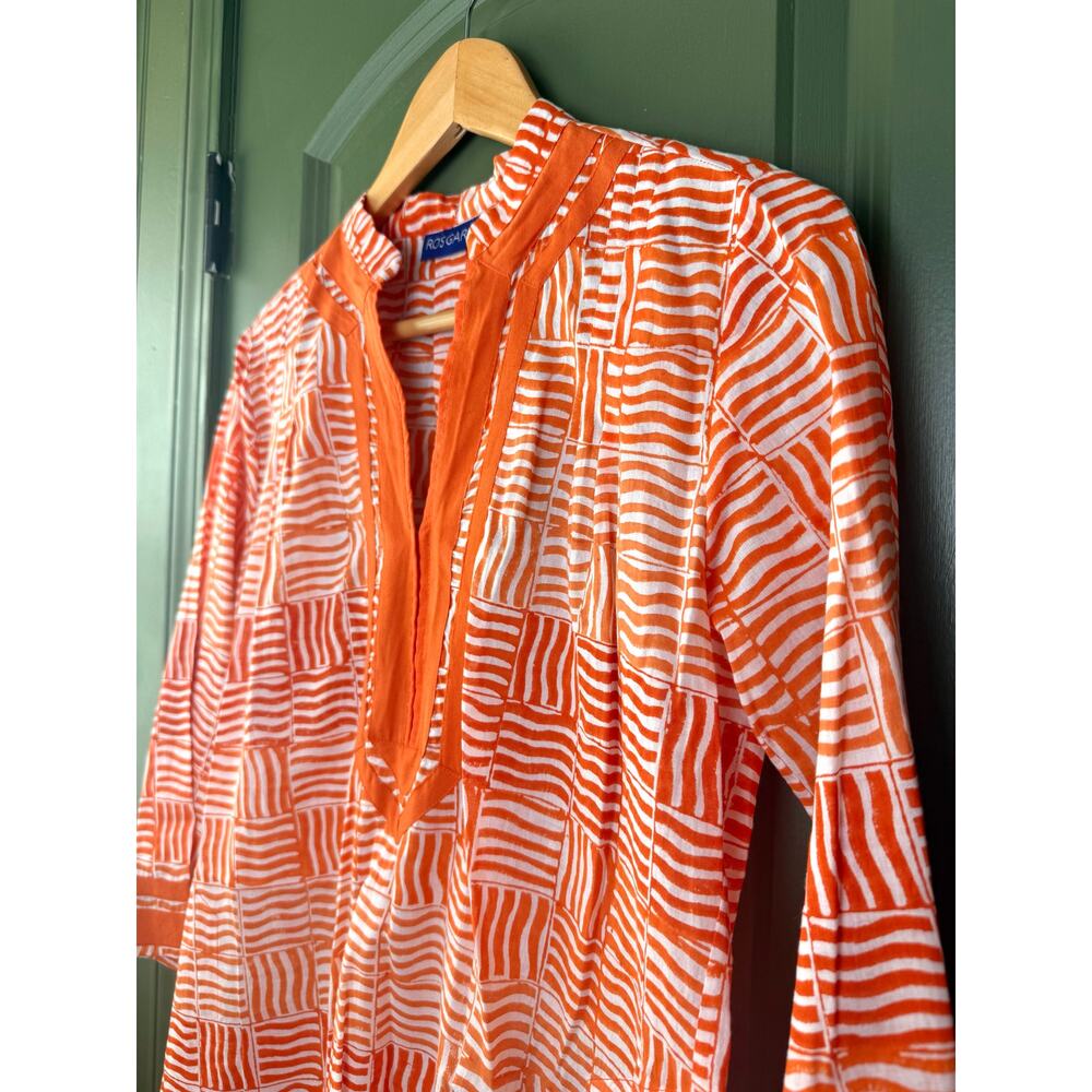 NWT Ro's Garden Tokyo Short Mini Dress Coverup Resort Boho Kurta Orange Basa XS - Picture 2 of 6